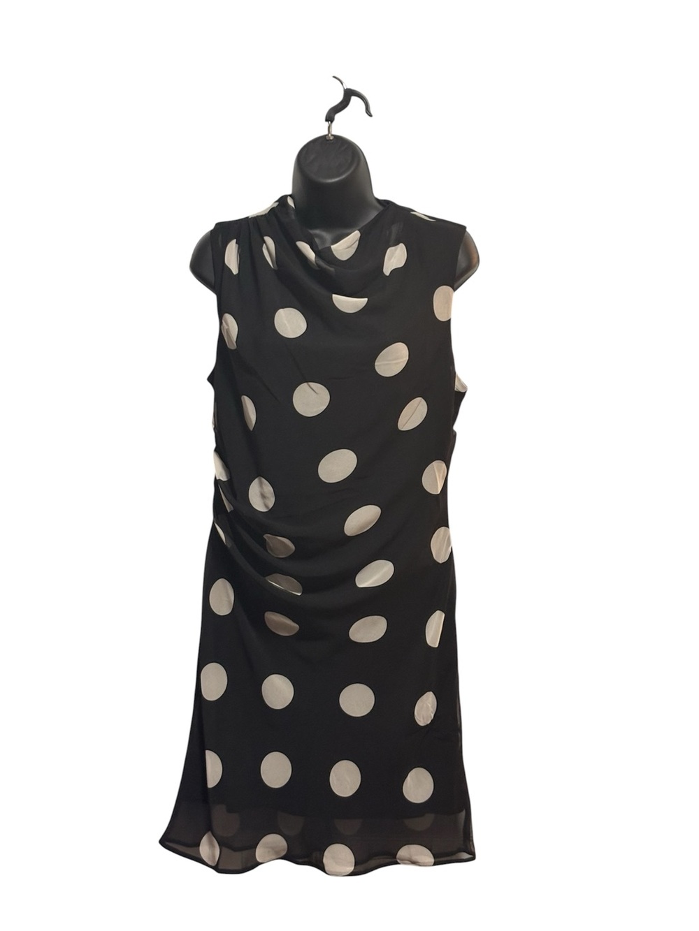 ASOS Sleeveless Black Polka Dot Cowl Neck Dress